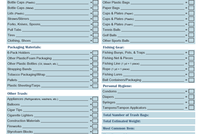 Volunteer Cleanup Tally Form Photo